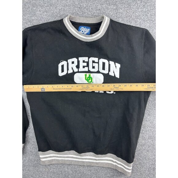 Blue 84 Oregon Ducks Sweater Large Black Embroidered Logo Pullover Football - Picture 6 of 8
